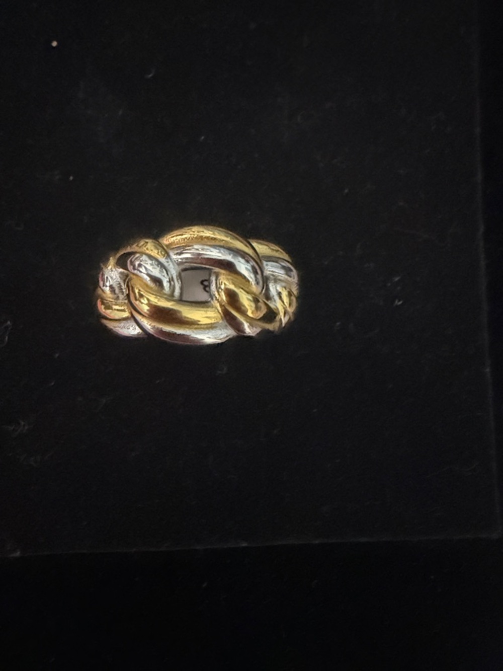 18k gold plated stainless steel Two-Tone Twist Link Ring - Gold & Silver size 8